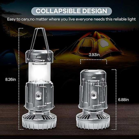 Solar Rechargeable LED Light with Fan 6-in-1 Portable Camping Lantern