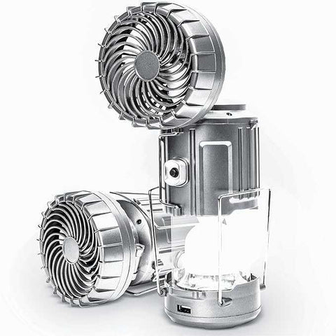 Solar Rechargeable LED Light with Fan 6-in-1 Portable Camping Lantern